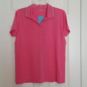 Ping pink  blue trim short sleeve golf polo shirt SZ Large